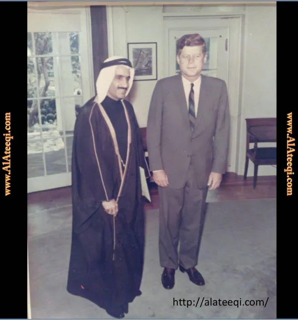 عبدالرحمن سالم العتيقي مع الرئيس الامريكي جون كيندي ‎‎